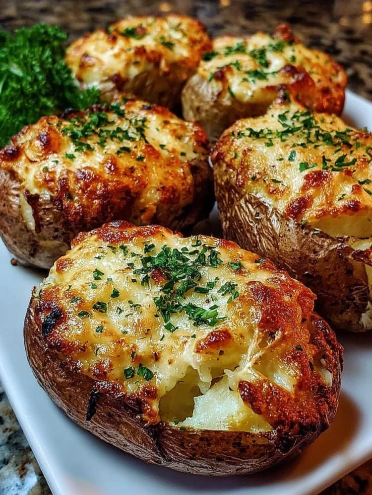 Cheesy Garlic Stuffed Baked Potatoes