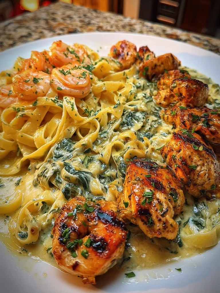 Creamy Garlic Chicken & Shrimp Alfredo