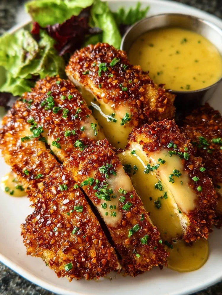 Pretzel-Crusted Chicken with Honey Mustard Sauce
