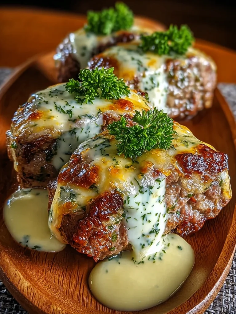 Cheesy Stuffed Beef Rolls with Creamy Herb Sauce