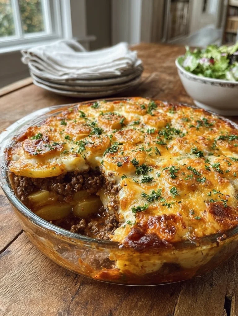 Cheesy Beef & Potato Casserole Bake