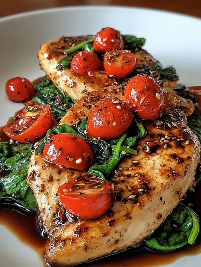 Balsamic Chicken Breast with Spinach and Tomatoes