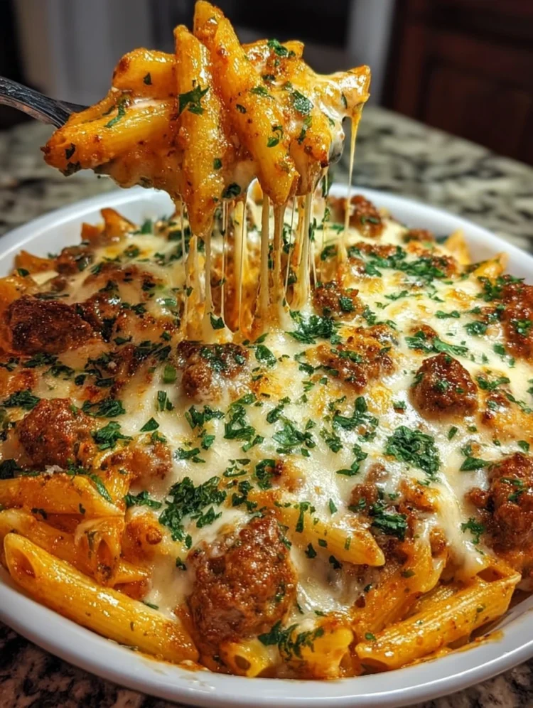 Cheesy Baked Sausage Penne