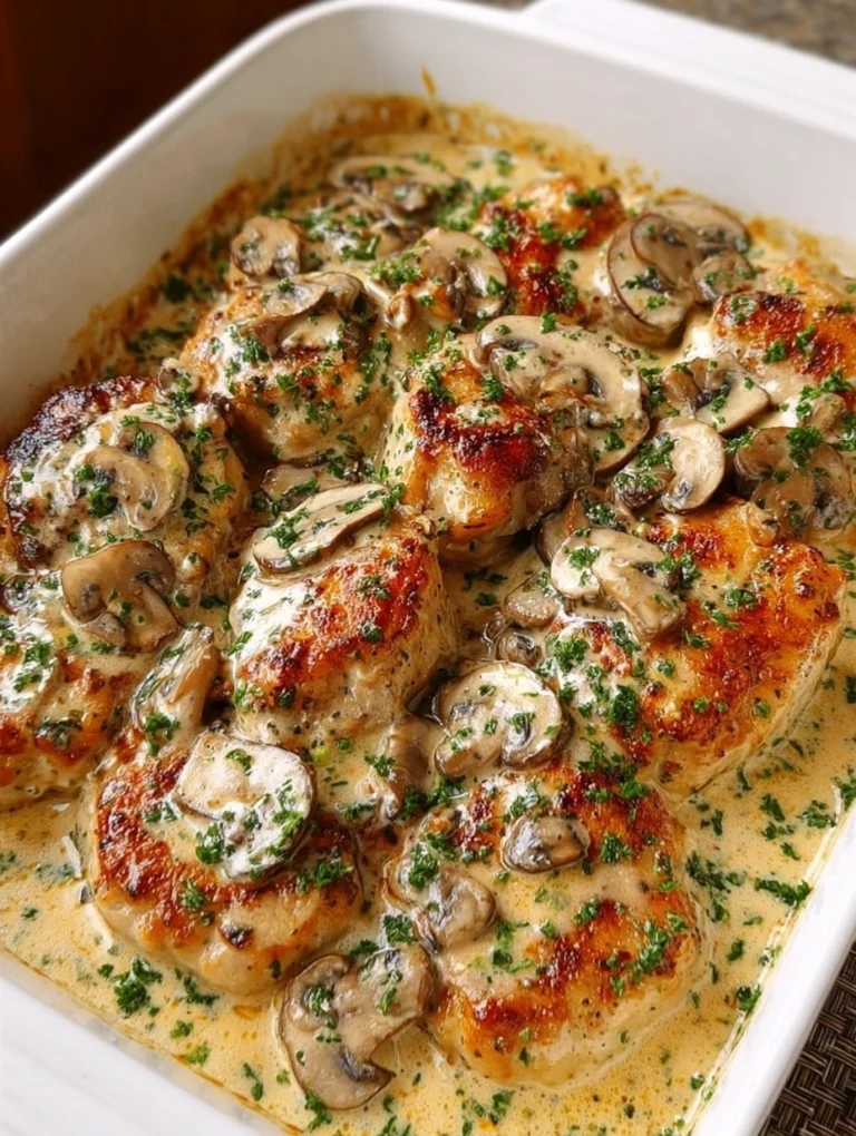 Creamy Garlic Mushroom Chicken Bake