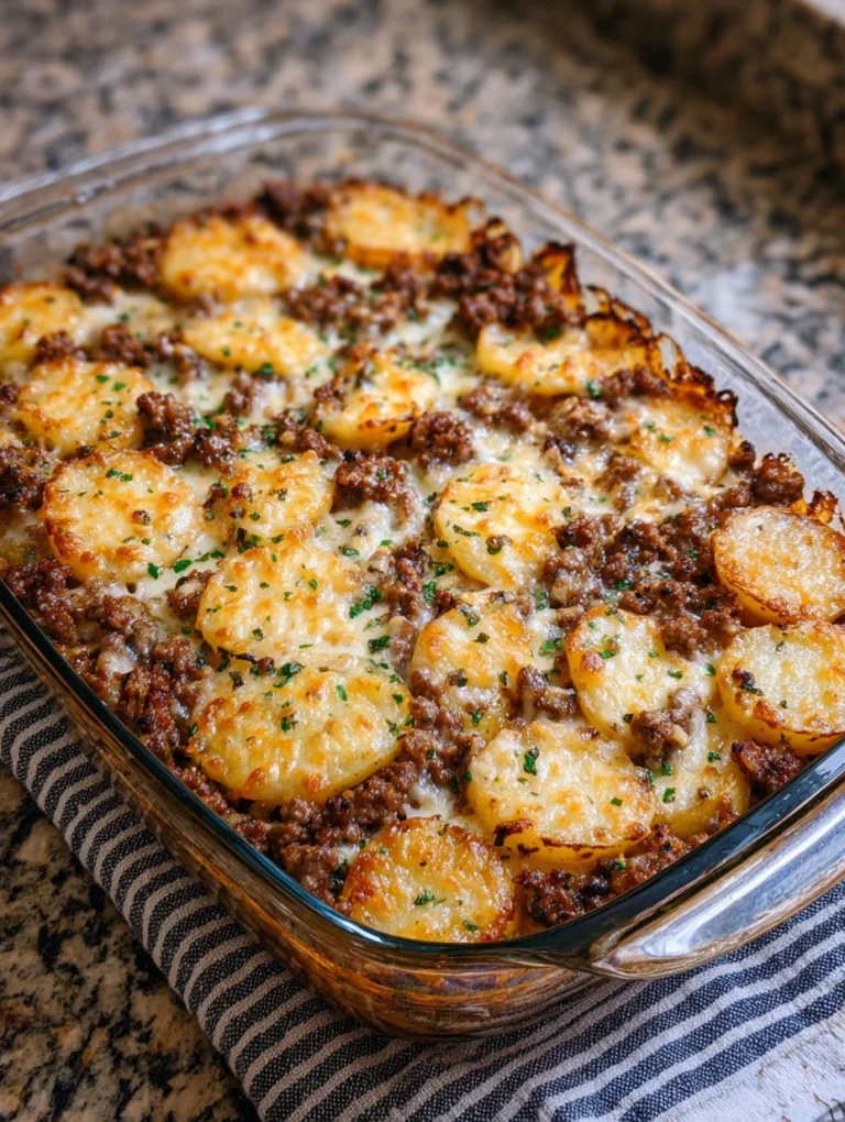 Loaded Cheesy Beef & Potato Bake