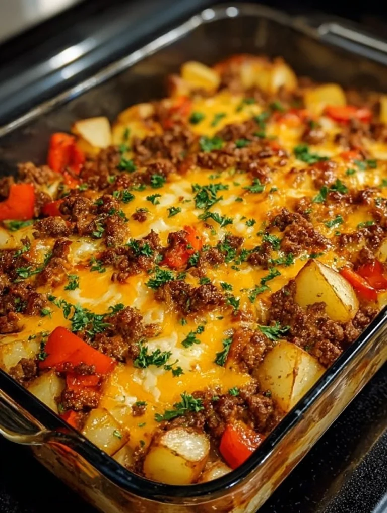 Cheesy Beef & Roasted Potato Bake
