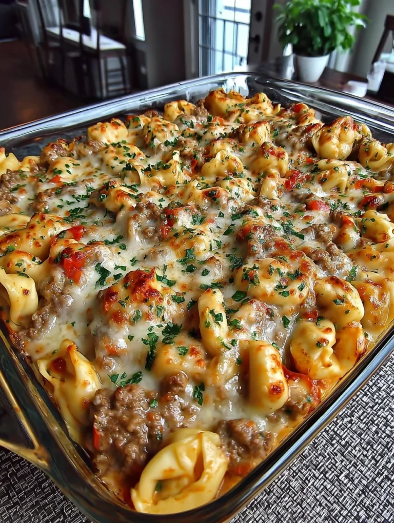 Cheesy Beef Tortellini Bake