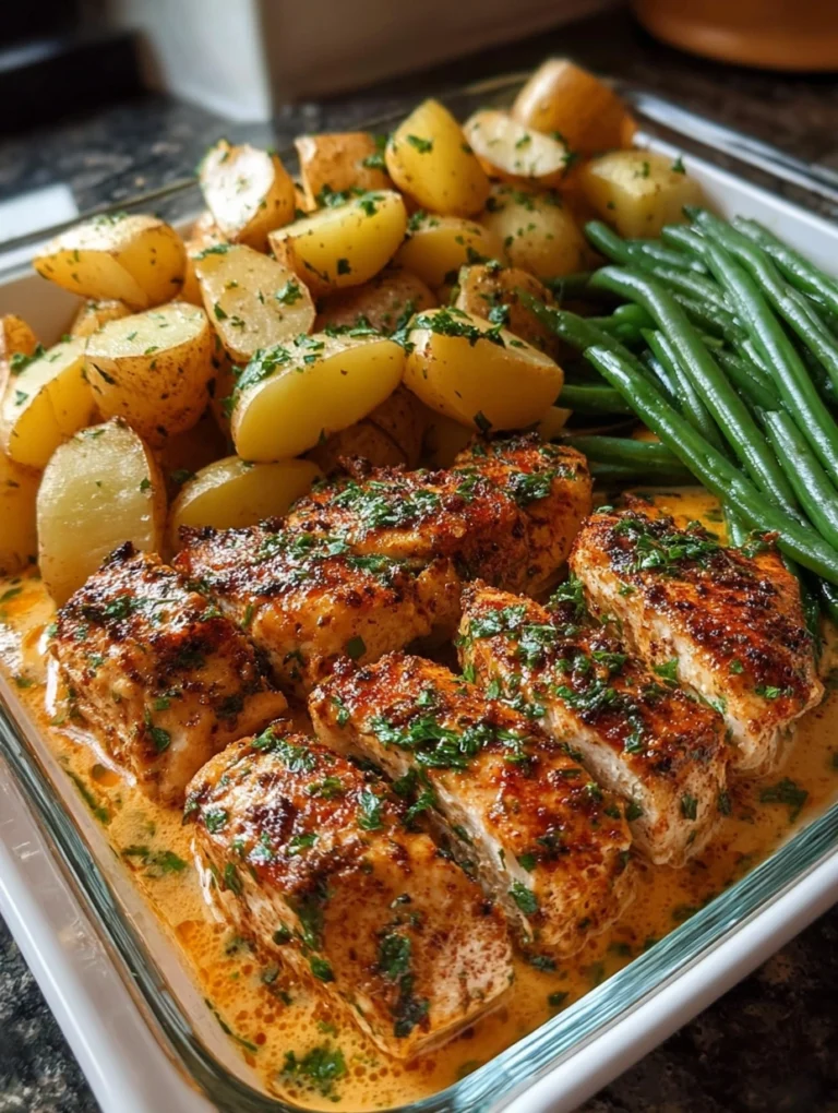 Garlic Butter Chicken with Roasted Potatoes & Green Beans