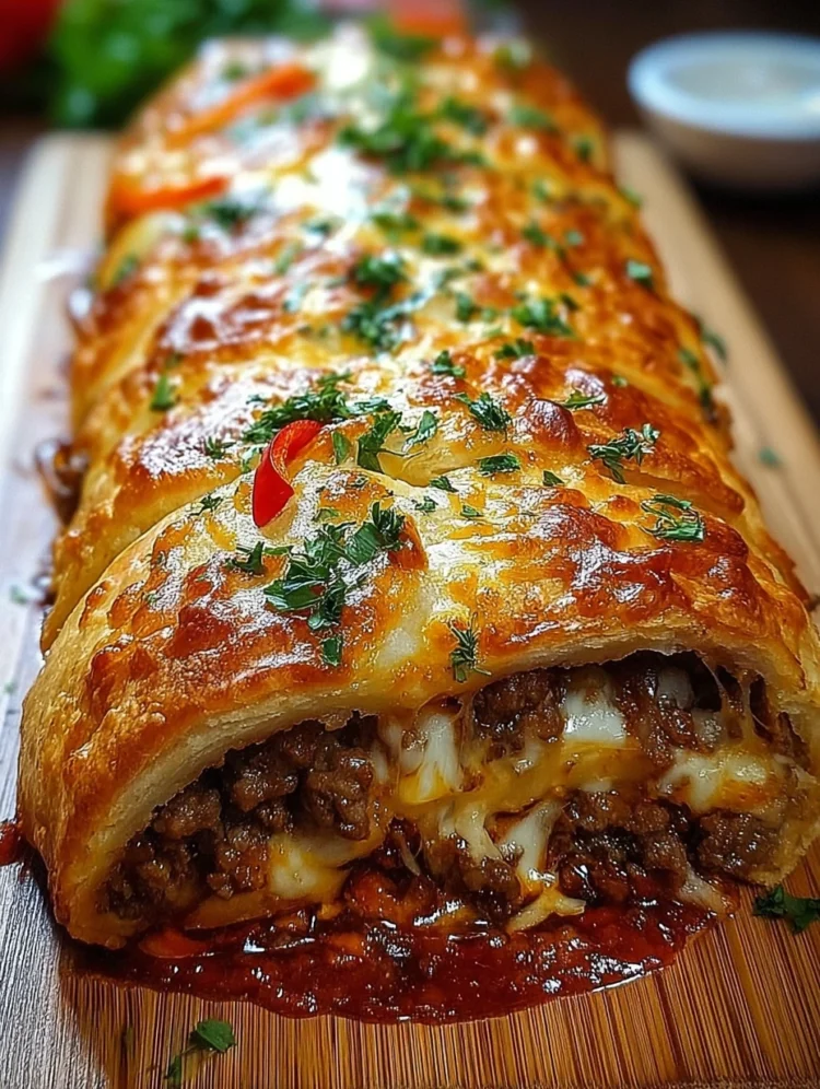 Cheesy Beef-Stuffed Pull-Apart Bread Loaf