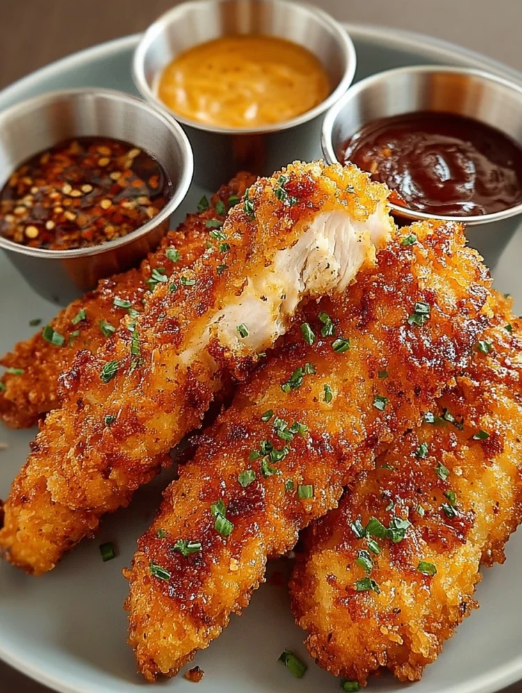 Crispy Parmesan Chicken Tenders with Dipping Sauces