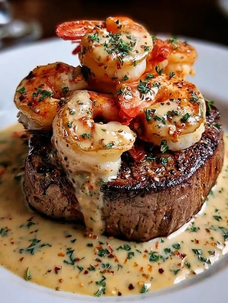 Surf & Turf Steak with Creamy Garlic Shrimp
