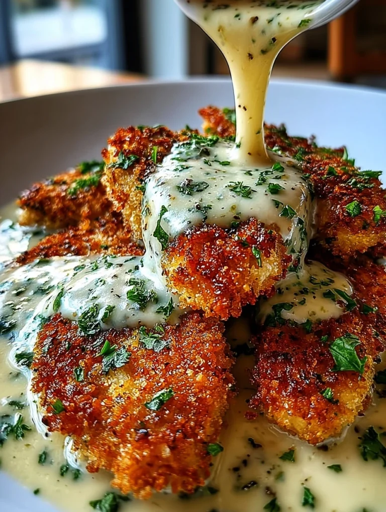 Crispy Chicken with Creamy Garlic Parmesan Sauce