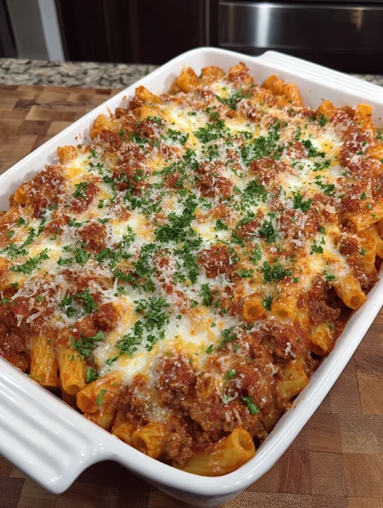Baked Cheesy Beef Rigatoni