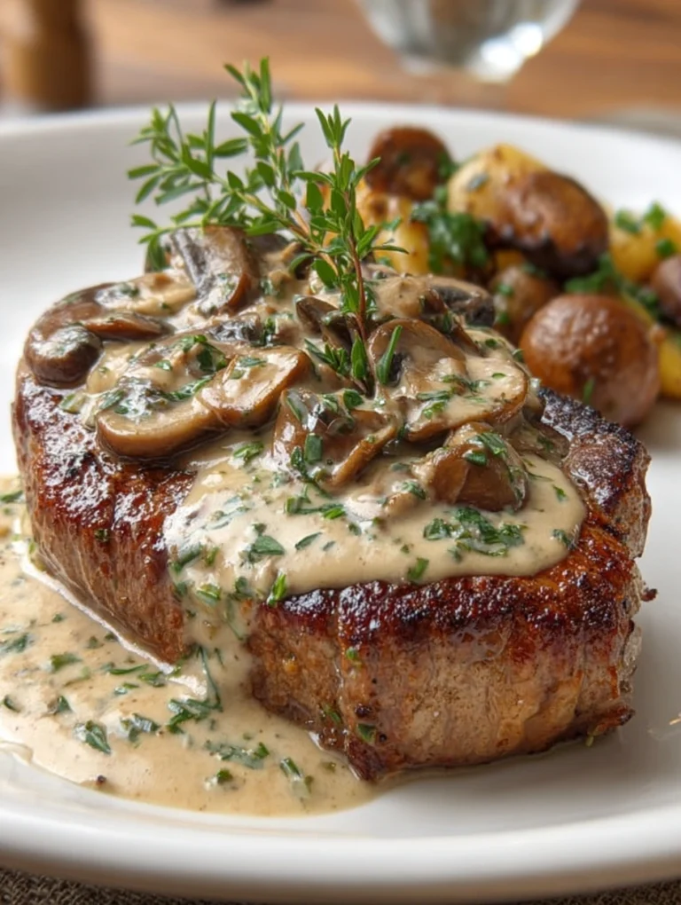 Creamy Mushroom Steak with Herb Sauce