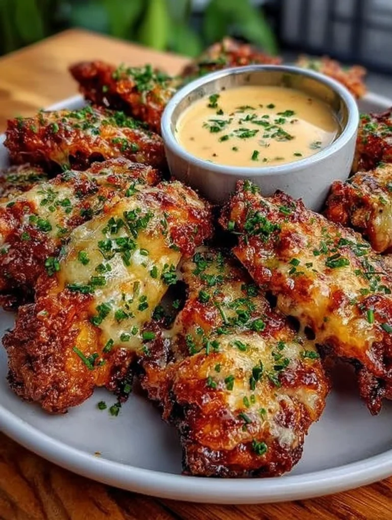 Cheesy Garlic Chicken Wings with Creamy Dip