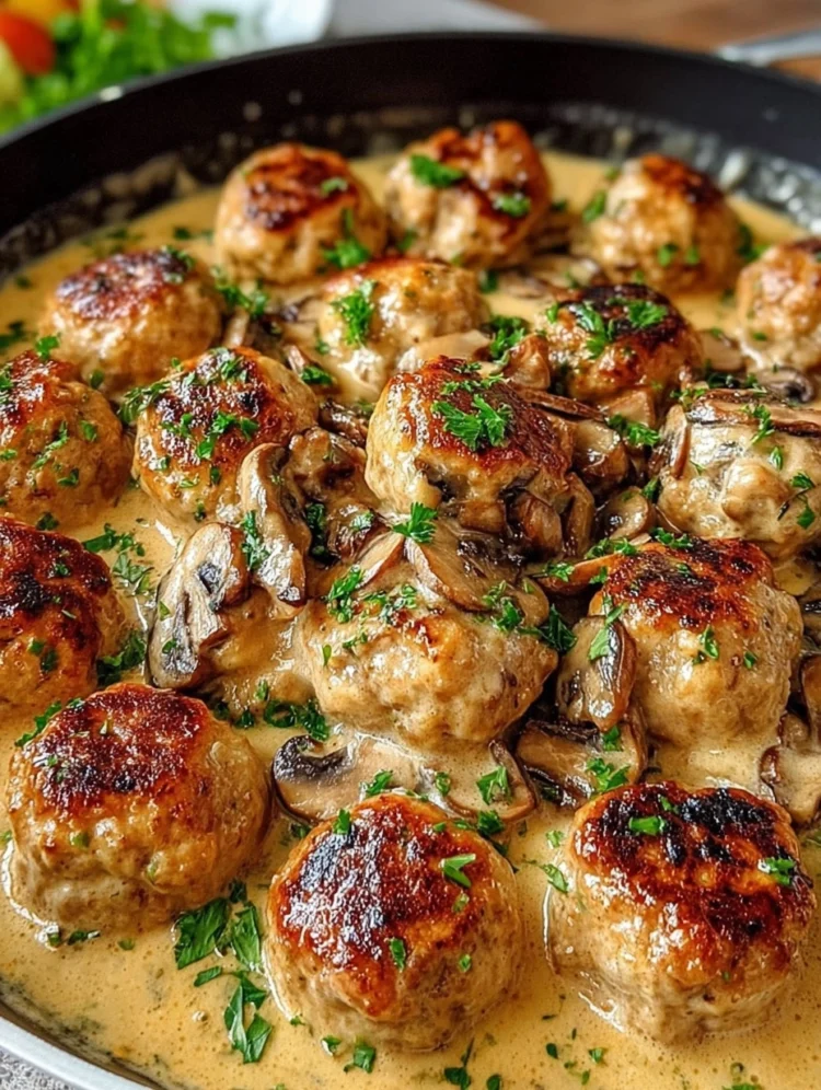Creamy Mushroom Chicken Meatballs