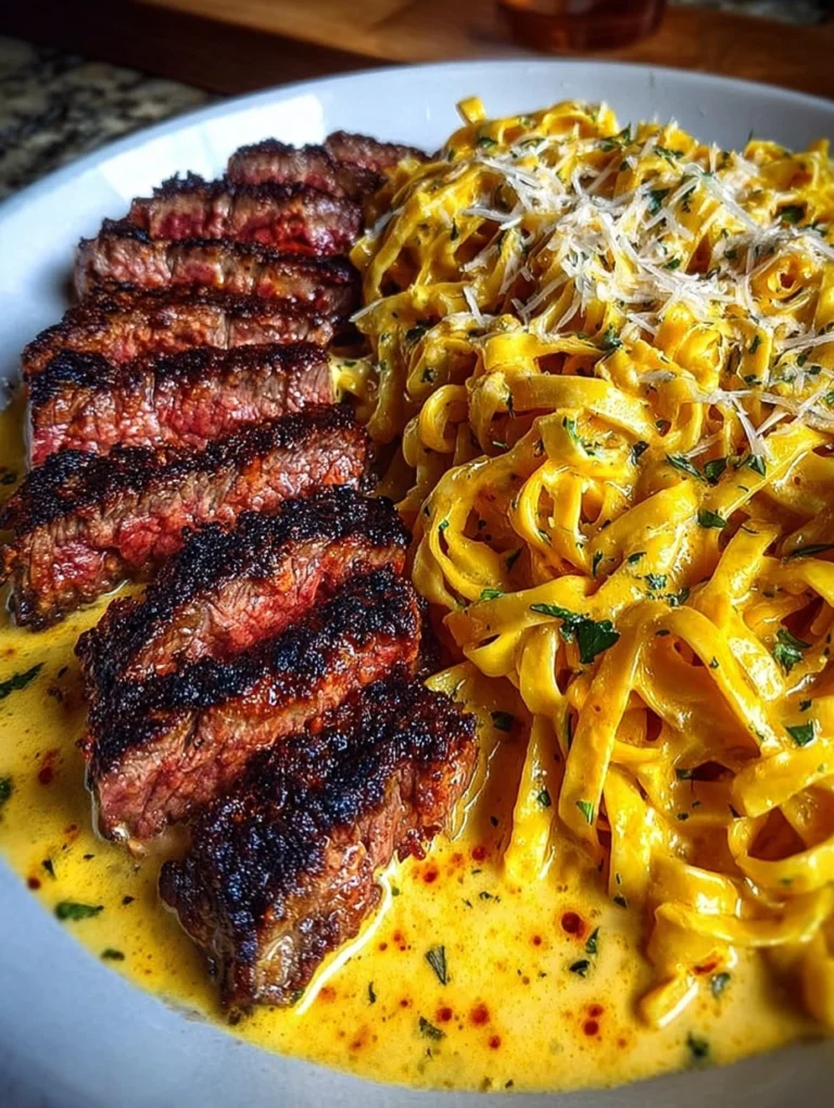 Creamy Steak Fettuccine with Garlic Parmesan Sauce