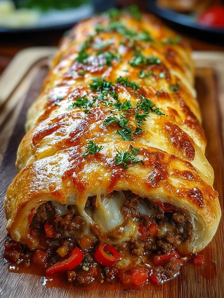 Cheesy Beef & Pepper Stuffed Bread Roll