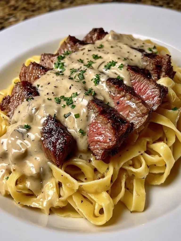 Creamy Steak Alfredo with Fettuccine