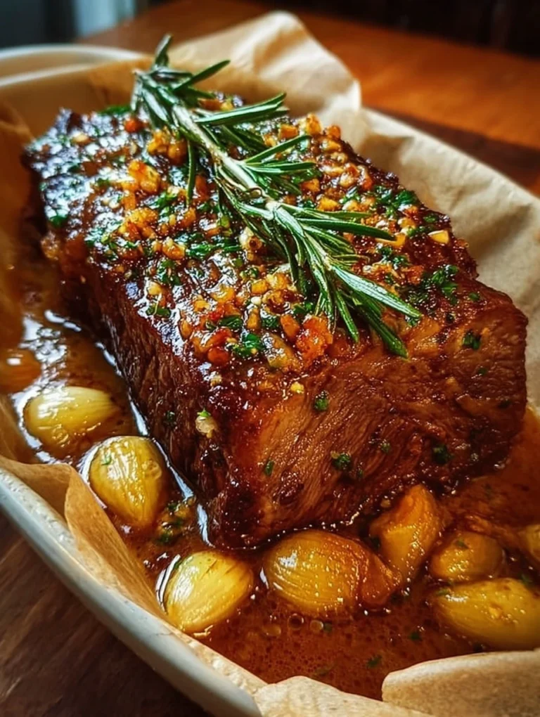 Red Wine Braised Beef with Garlic & Rosemary