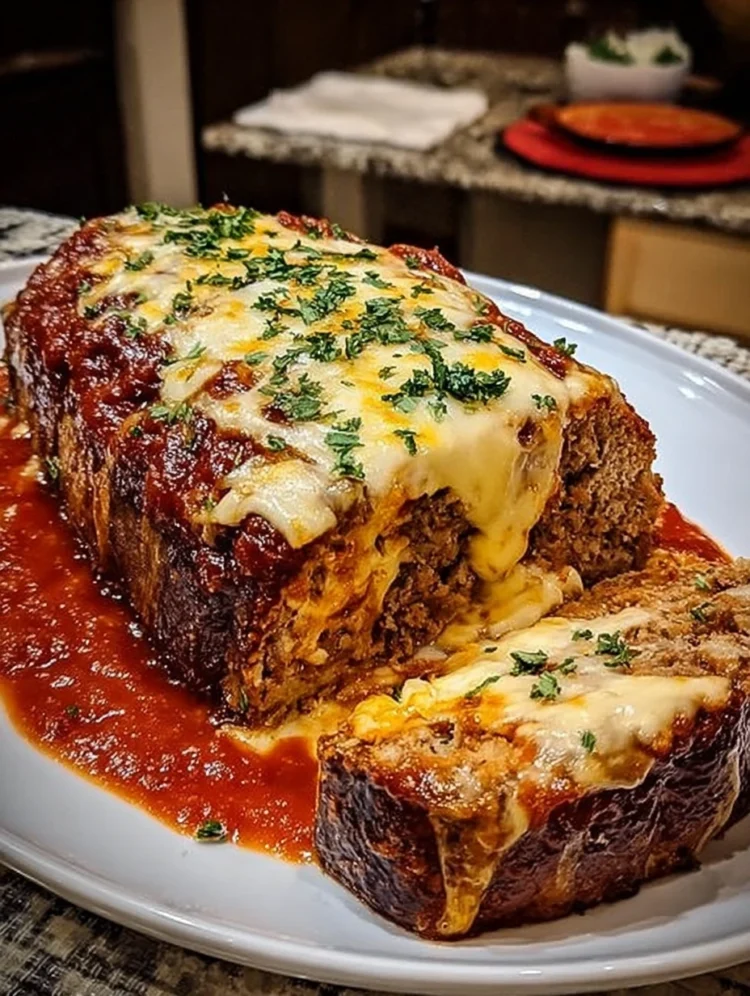 Ultimate Cheesy Stuffed Meatloaf with Marinara