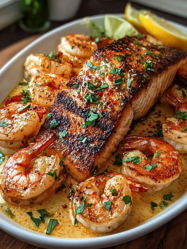 Creamy Cajun Salmon & Shrimp Skillet