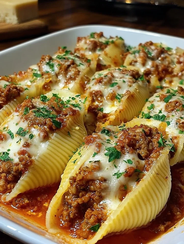 Cheesy Beef Stuffed Pasta Shells