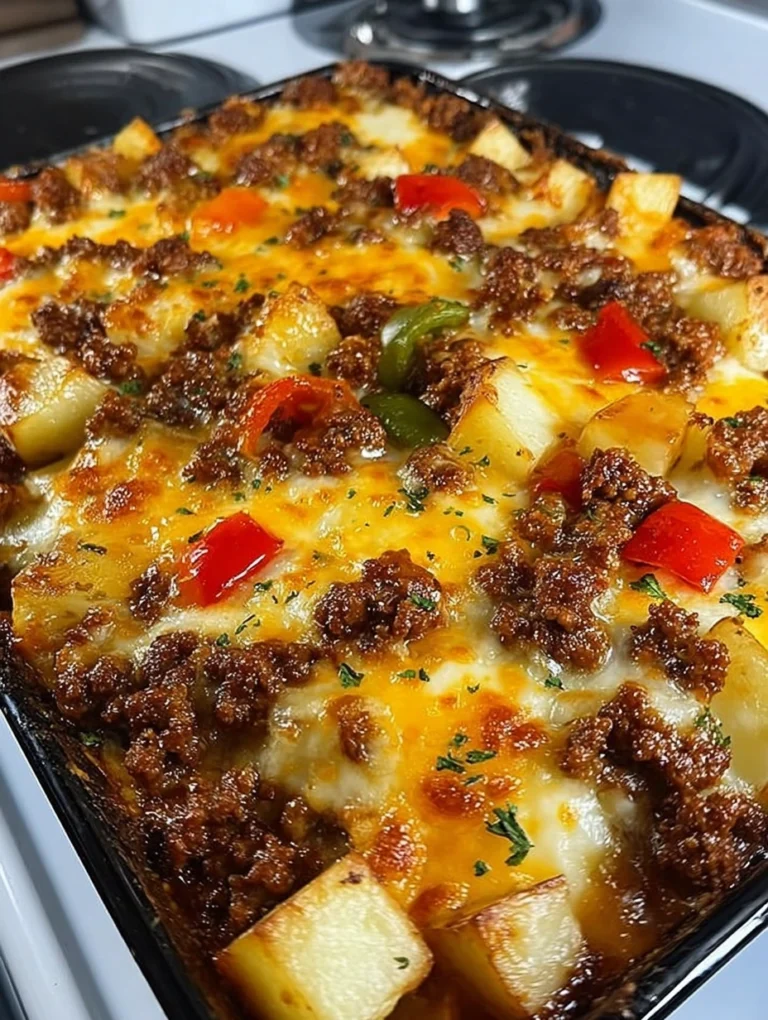 Cheesy Ground Pork & Potato Bake