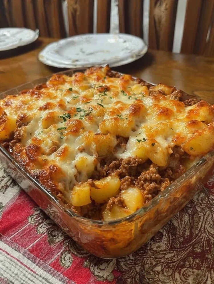 Cheesy Ground Beef & Potato Casserole