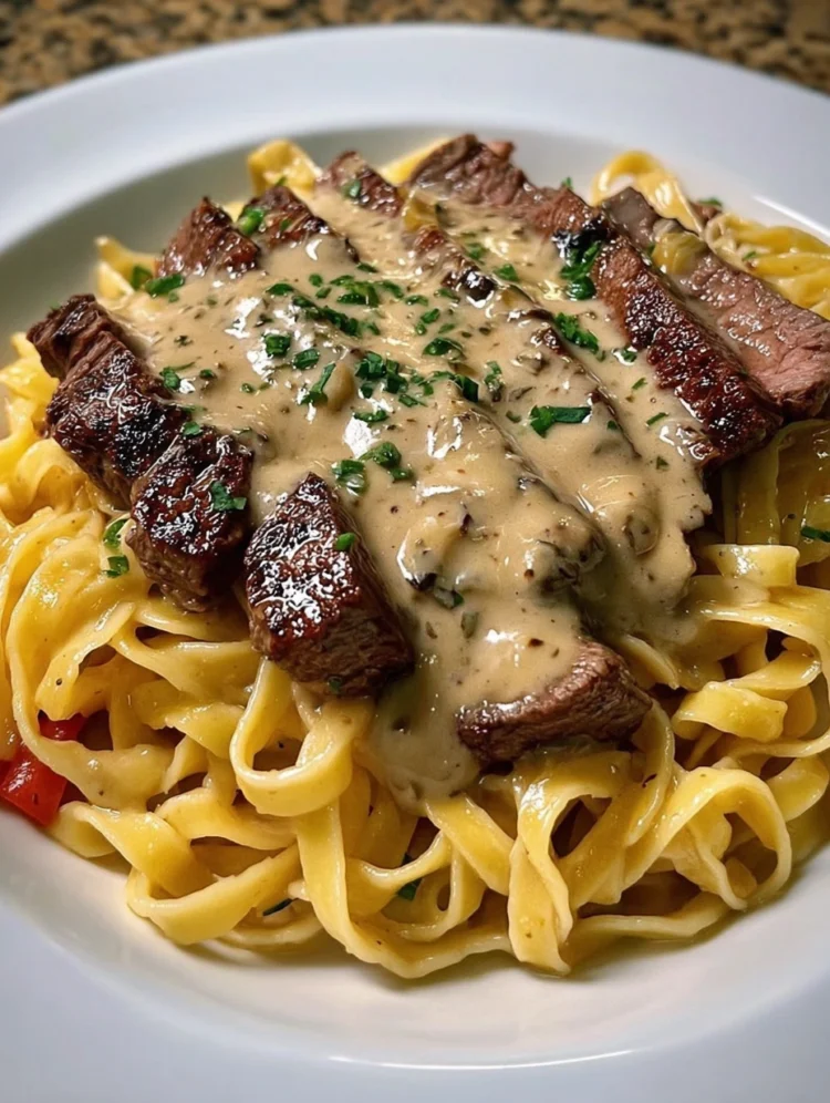 Creamy Pepper Steak Fettuccine