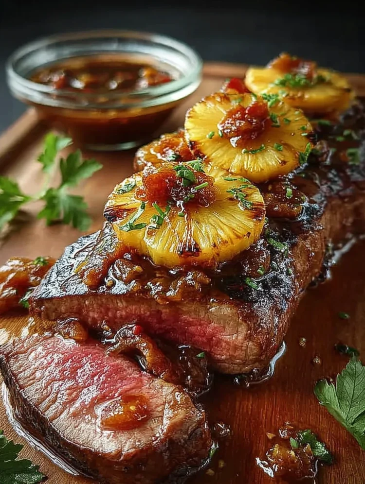 Grilled Steak with Caramelized Pineapple Glaze