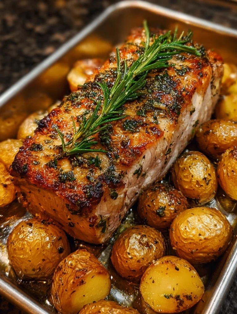 Garlic Herb Roasted Pork Loin with Baby Potatoes