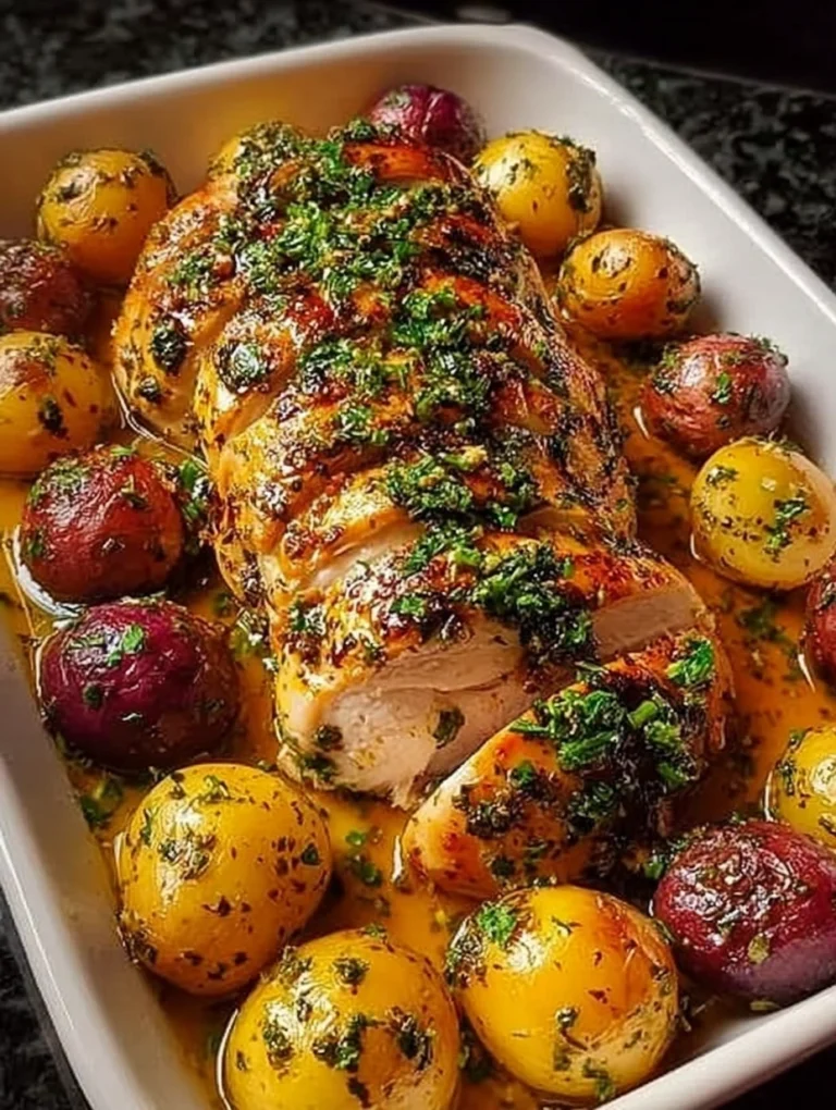 Garlic Herb Roasted Chicken with Baby Potatoes