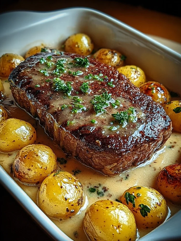 Creamy Garlic Butter Steak with Baby Potatoes