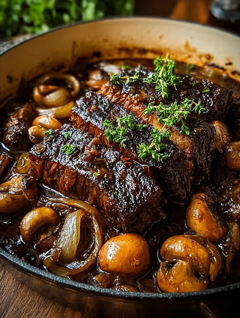 Braised Beef with Mushrooms and Onions