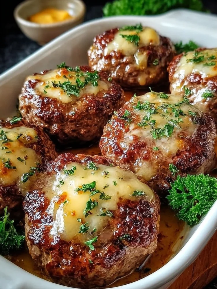 Cheesy Garlic Butter Beef Patties