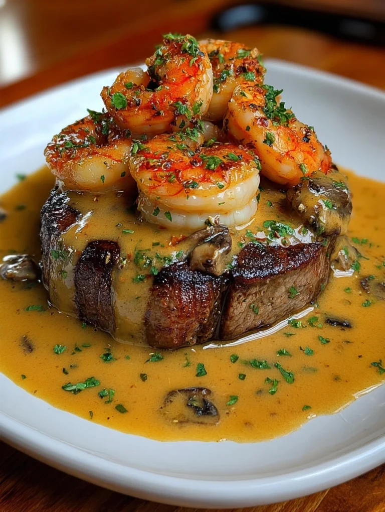 Surf & Turf Filet with Garlic Shrimp & Creamy Pan Gravy