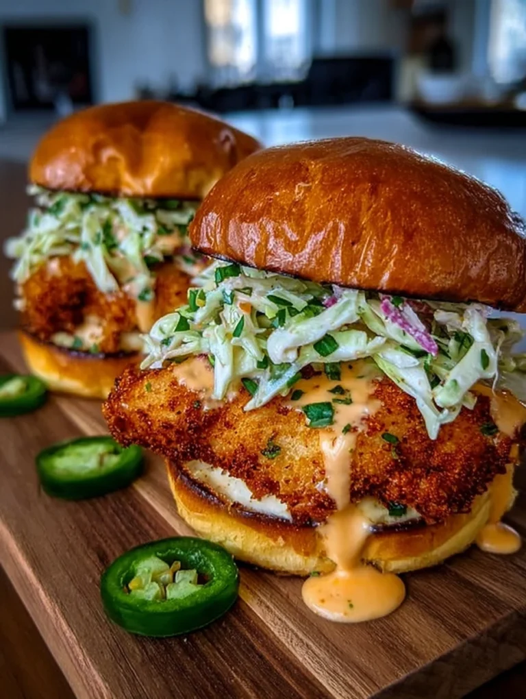 Crispy Spicy Chicken Sandwiches with Jalapeño Slaw