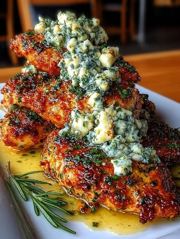 Crispy Herb Chicken with Garlic Blue Cheese Butter