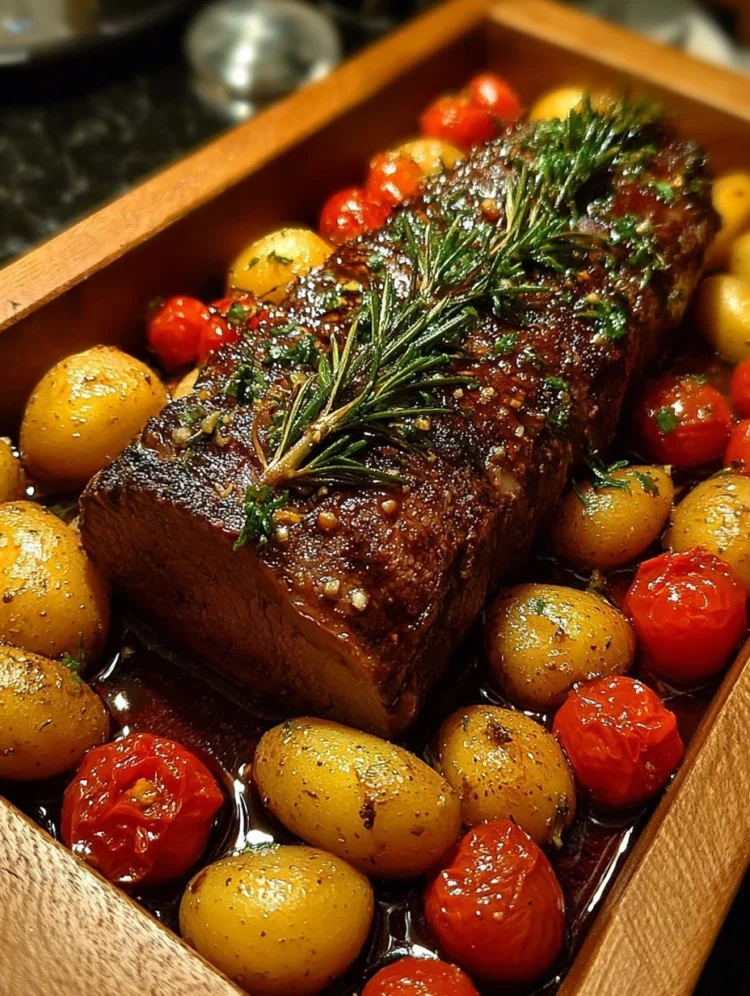 Garlic Rosemary Roast Beef with Baby Potatoes