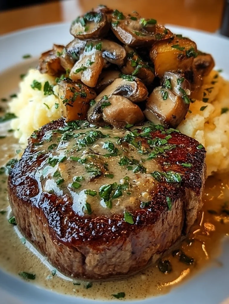 Creamy Mushroom Steak with Mashed Potatoes
