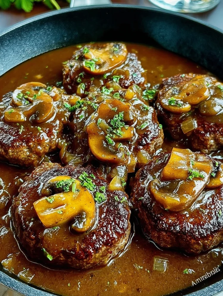 Salisbury Steak with Onion Mushroom Gravy