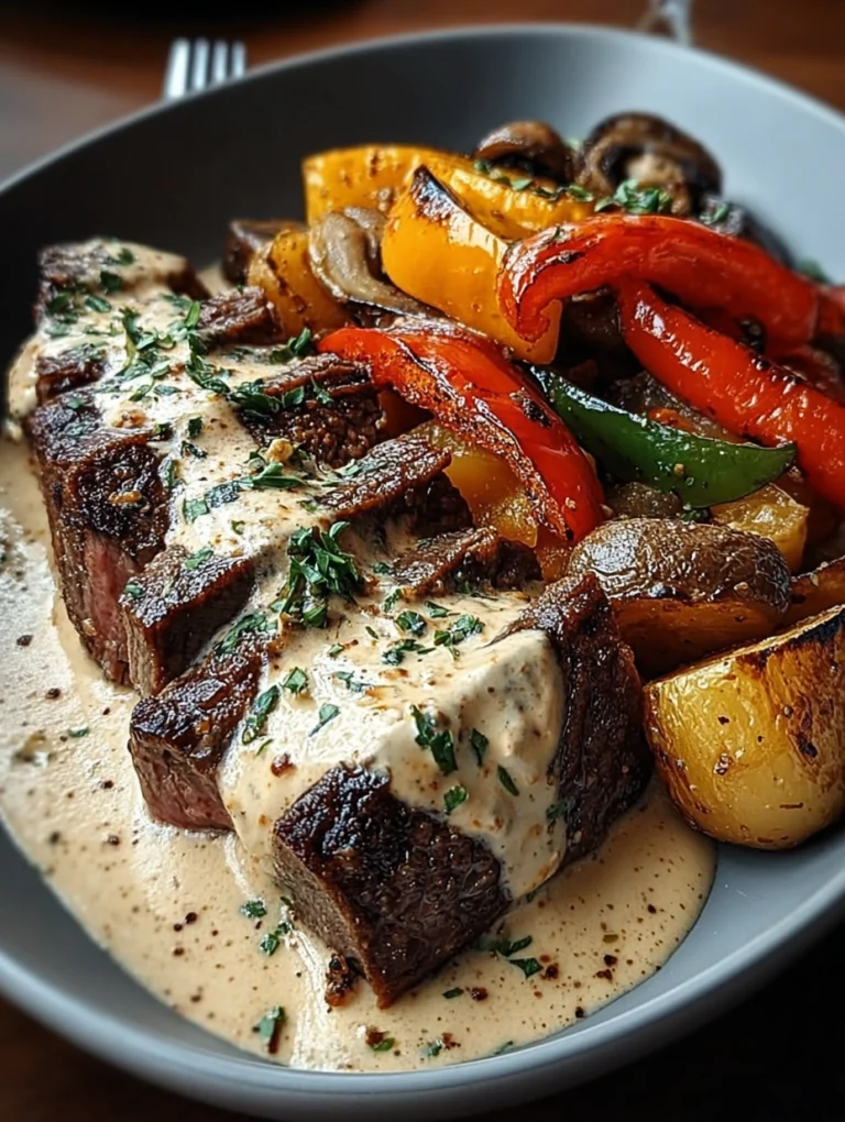 Creamy Pepper Steak with Roasted Vegetables