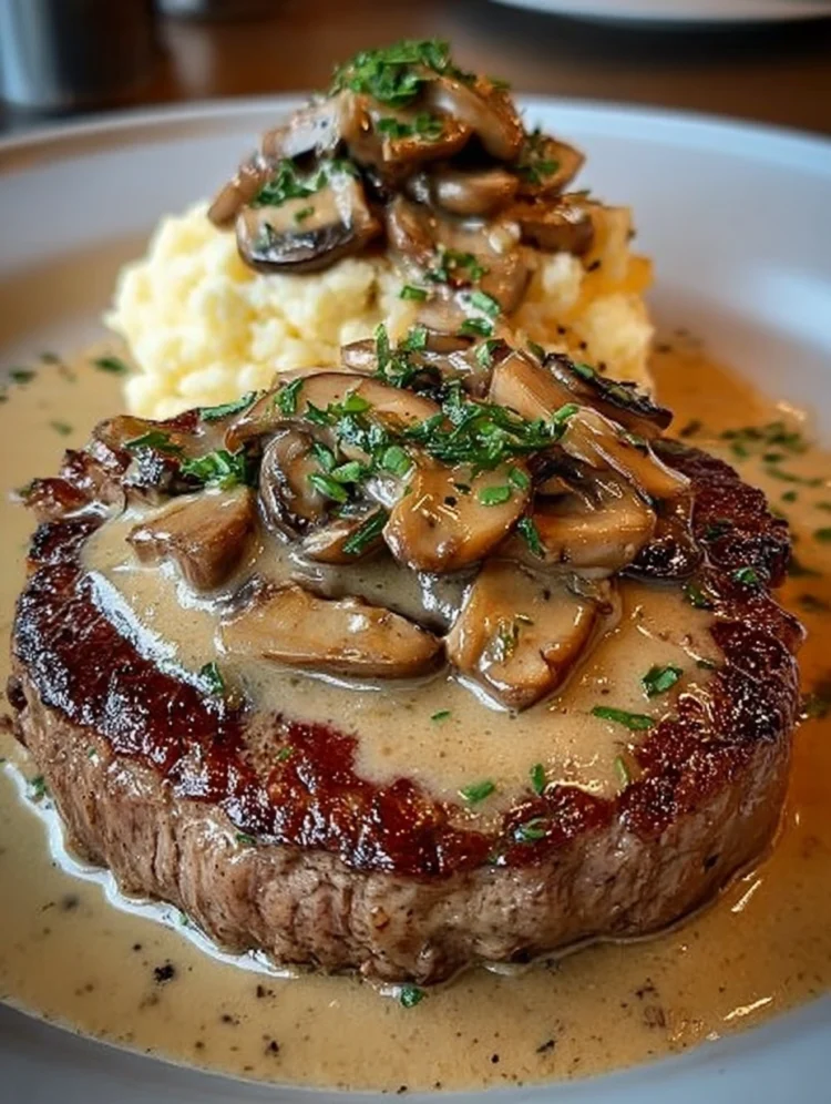 Steak with Creamy Mushroom Wine Sauce
