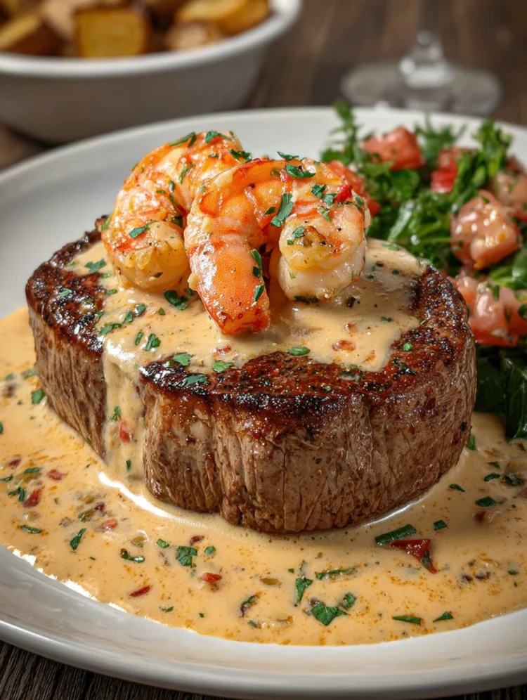 Creamy Cajun Surf and Turf Steak