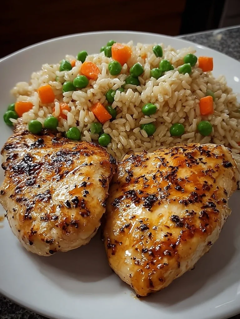 Simple Garlic Chicken with Vegetable Rice