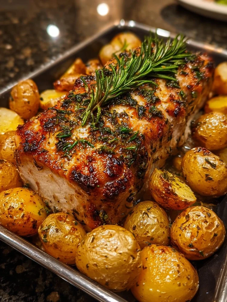 Garlic Herb Roasted Chicken with Baby Potatoes