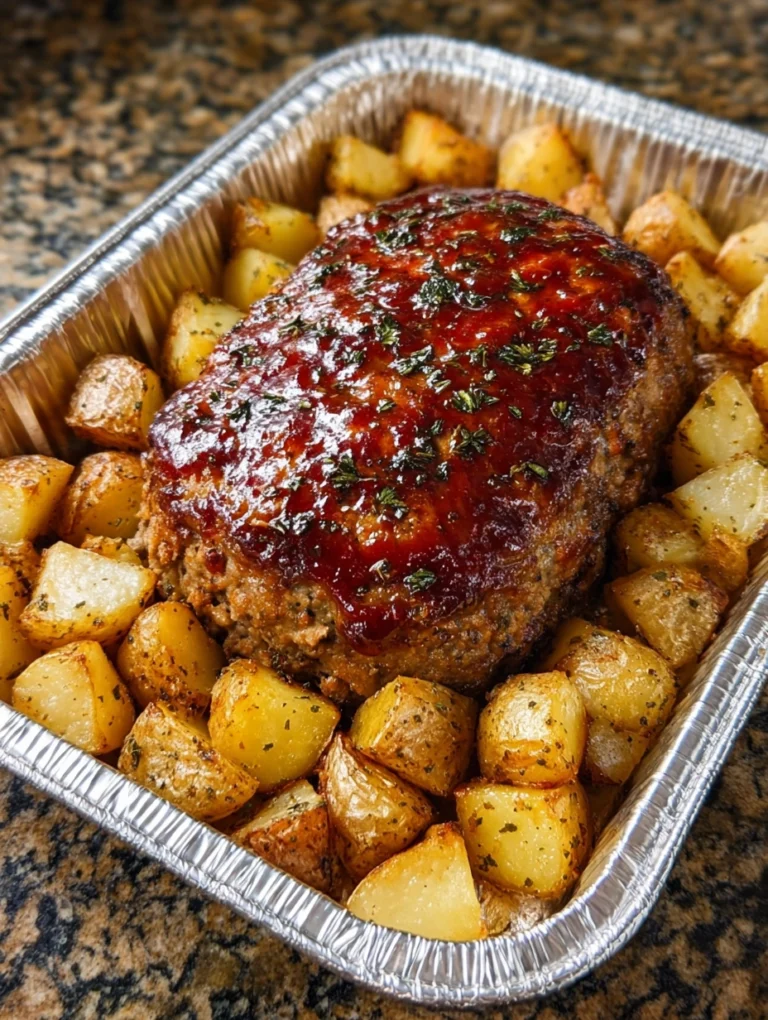 Classic BBQ Glazed Meatloaf with Roasted Potatoes