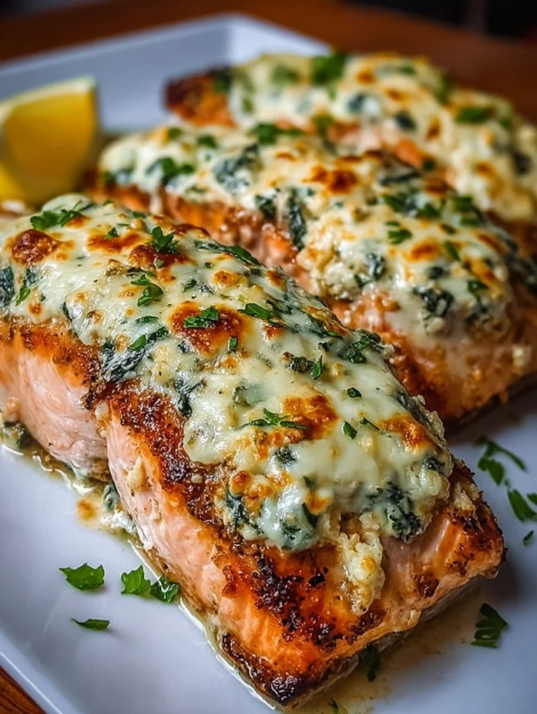 Spinach Artichoke Stuffed Salmon
