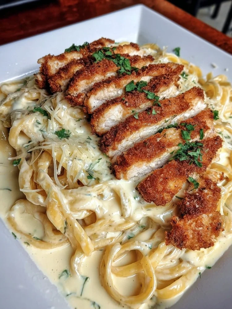 Crispy Chicken Alfredo Pasta